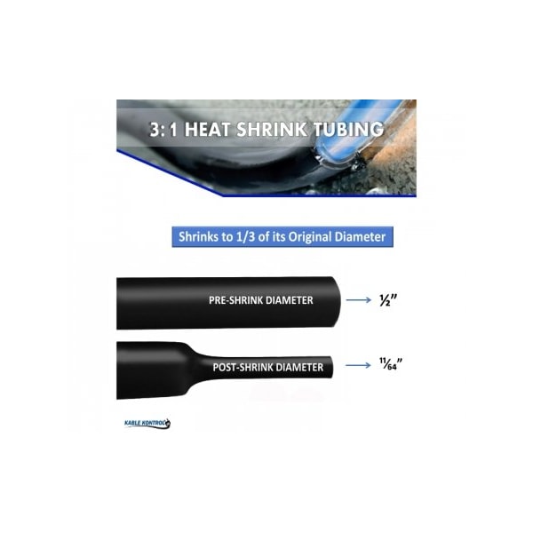 Adhesive Lined Heat Shrink Tubing - 3:1 Ratio - 1/2 Inside Diameter - 50 Long - Black